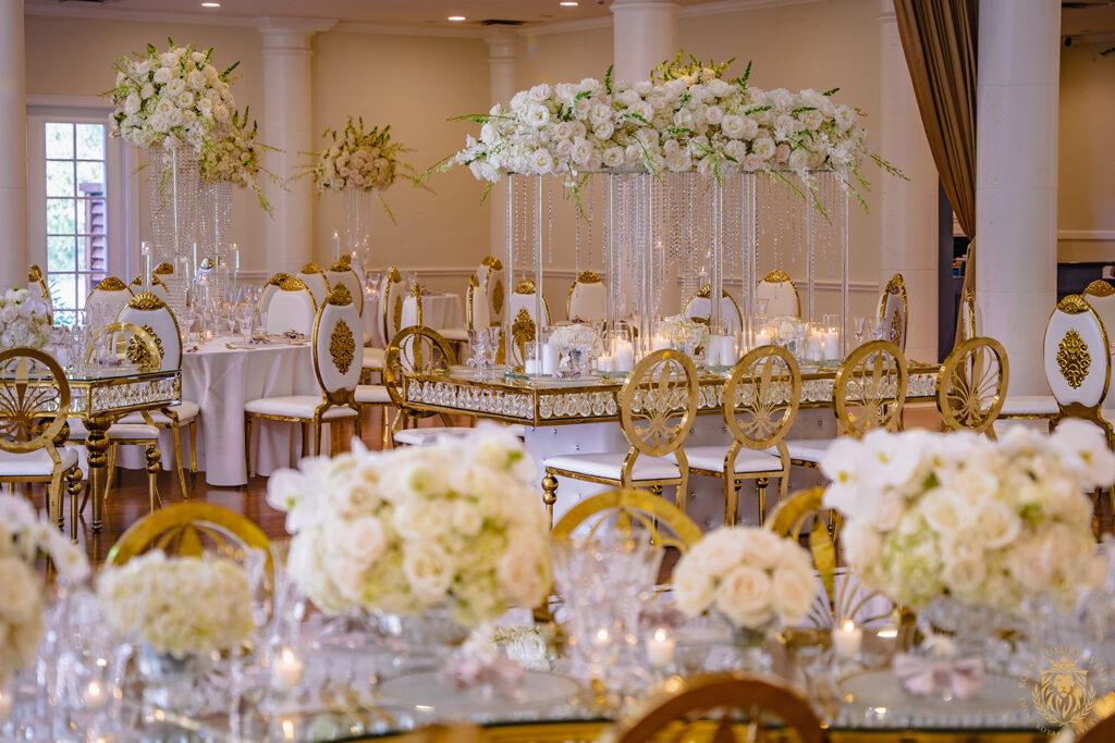 white gold ivory wedding in houston texas - florist - wedding reception decor