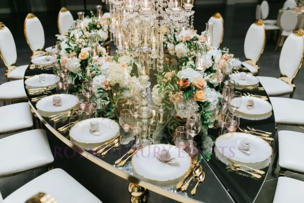 View this stunning teardrop table rental from Royal Luxury Events in Houston, Texas, perfect for any event or wedding.