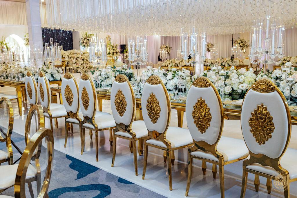 Gold White Wedding Cake Drop with Ceiling Decor - Houston