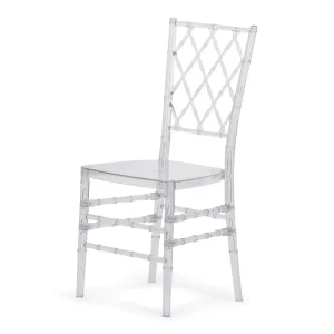 Clear Diamond Lattice Ghost Chair with Cushion