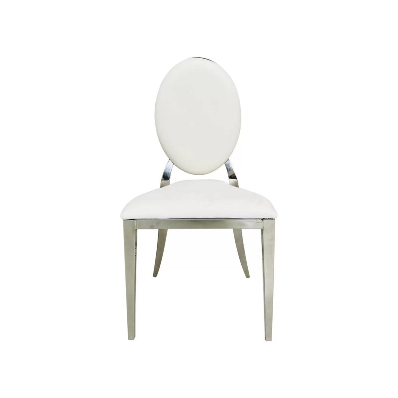 Elegant Silver and White Velvet Dining Garbo Chair