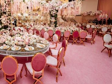Event flooring and Vinyl Installs - Pink Event Carpet Full Ballroom