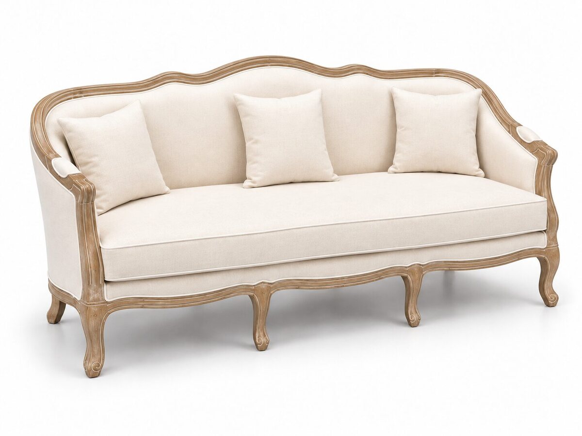 6-Foot Off-White Rustic Farm Wood Sofa