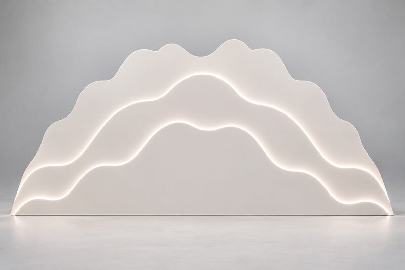 Wavy Ocean Scalloped White LED Backdrop, 20 feet wide, 8 foot high