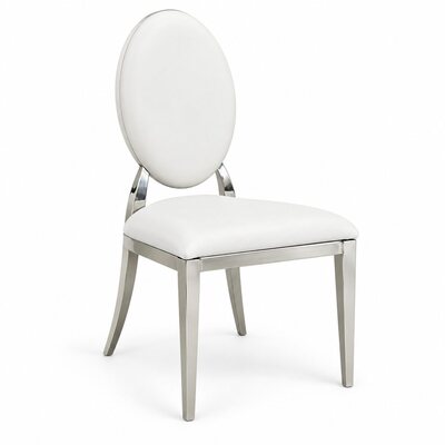 Elegant Silver and White Velvet Dining Garbo Chair, front three-quarter view