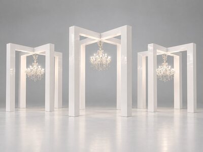 Grand White Chandelier Pavilion, 12ft x 12ft or 10ft x 10ft