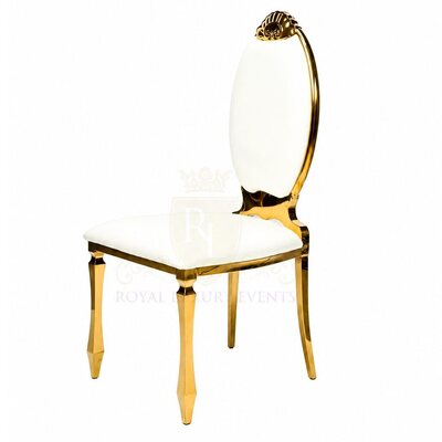 Gorgeous Royal Sweetheart Chair, Gold Chair with White Cushion, Amazing Back Design